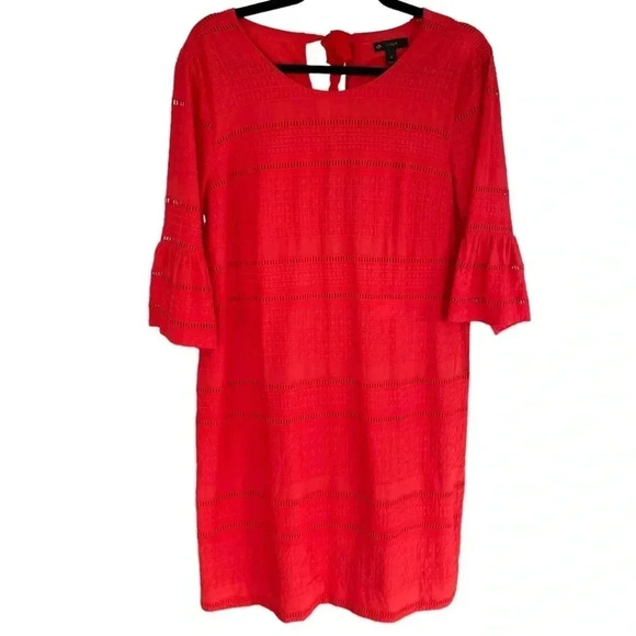 JCrew Eyelet Shift Dress Flutter Sleeve Mini Red - Picture 6 of 11